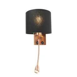 Art Deco Wandlampe Kupfer mit schwarzem Schirm - Brescia