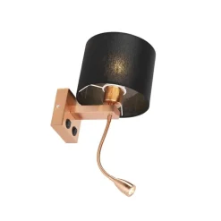 Art Deco Wandlampe Kupfer mit schwarzem Schirm - Brescia