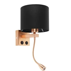 Art Deco Wandlampe Kupfer mit schwarzem Schirm - Brescia