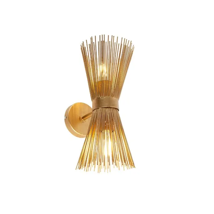 Art Deco Wandleuchte Gold 2-Licht - Besen