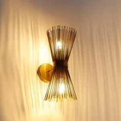 Art Deco Wandleuchte Gold 2-Licht - Besen