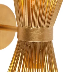 Art Deco Wandleuchte Gold 2-Licht - Besen
