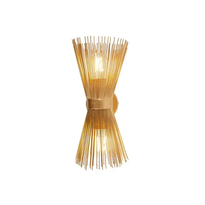 Art Deco Wandleuchte Gold 2-Licht - Besen