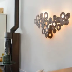 Art Deco Wandleuchte Kupfer 138 cm - Kreise