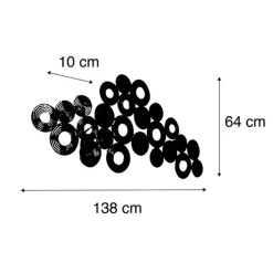 Art Deco Wandleuchte Kupfer 138 cm - Kreise