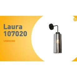 Art Deco Wandleuchte schwarz mit Rauchglas - Laura