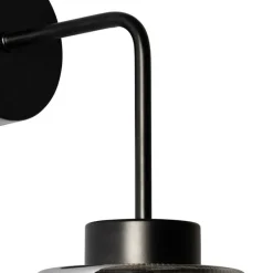 Art Deco Wandleuchte schwarz mit Rauchglas - Laura