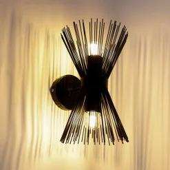 Art Deco Wandleuchte schwarz 2-flammig - Besen