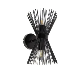 Art Deco Wandleuchte schwarz 2-flammig - Besen