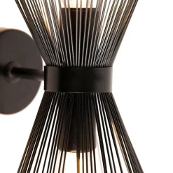 Art Deco Wandleuchte schwarz 2-flammig - Besen