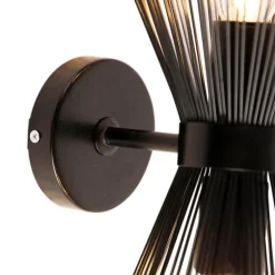 Art Deco Wandleuchte schwarz 2-flammig - Besen