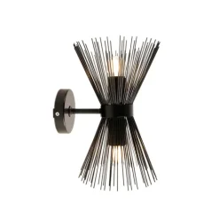 Art Deco Wandleuchte schwarz 2-flammig - Besen
