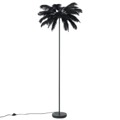 Art-Déco-Stehleuchte schwarz mit schwarzen Federn - Peahen