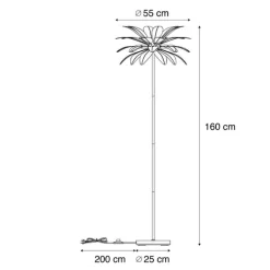Art-Déco-Stehleuchte schwarz mit schwarzen Federn - Peahen