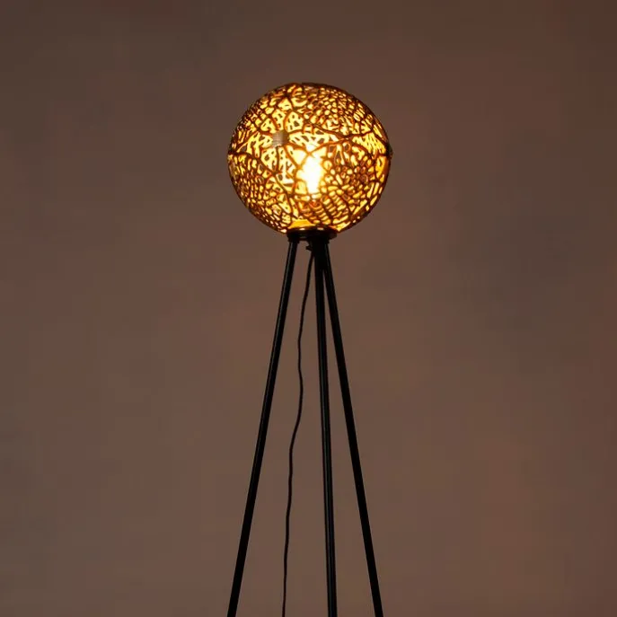 Art-déco-Stehleuchte Stativ Schwarz mit Gold - Maro