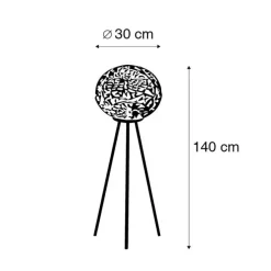 Art-déco-Stehleuchte Stativ Schwarz mit Gold - Maro