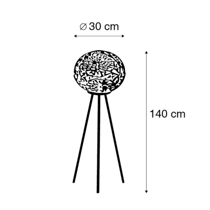 Art-déco-Stehleuchte Stativ Schwarz mit Gold - Maro