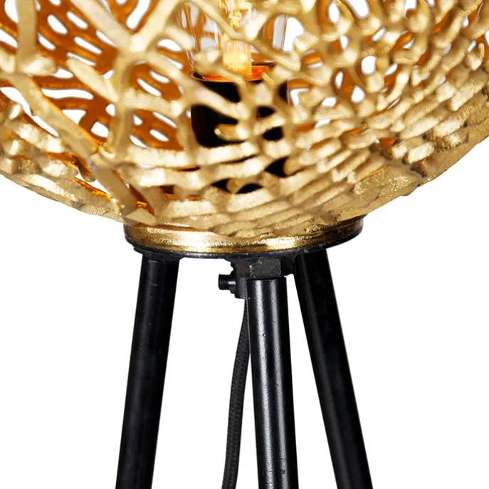 Art-déco-Stehleuchte Stativ Schwarz mit Gold - Maro