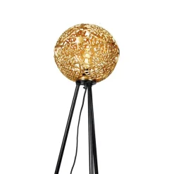 Art-déco-Stehleuchte Stativ Schwarz mit Gold - Maro