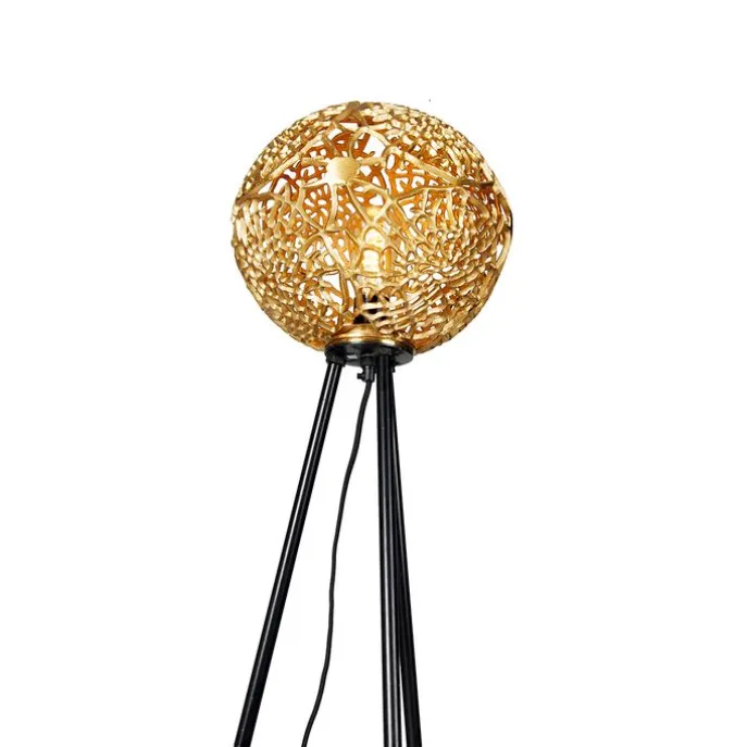 Art-déco-Stehleuchte Stativ Schwarz mit Gold - Maro