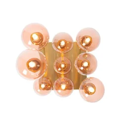 Art-Deco-Deckenlampe Gold mit rosa Glas 9 Lichter - Athen