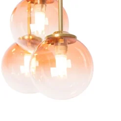 Art-Deco-Deckenlampe Gold mit rosa Glas 9 Lichter - Athen