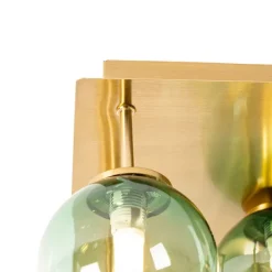 Art-Deco-Deckenlampe Gold mit grünem Glas 9 Lichter - Athen