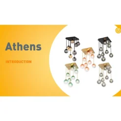 Art-Deco-Deckenlampe Gold mit grünem Glas 9 Lichter - Athen