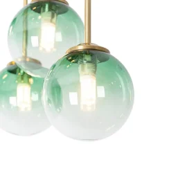 Art-Deco-Deckenlampe Gold mit grünem Glas 9 Lichter - Athen