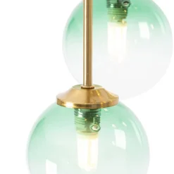 Art-Deco-Deckenlampe Gold mit grünem Glas 9 Lichter - Athen