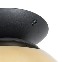 Art-Deco-Deckenlampe schwarz mit Goldglas - Pallon