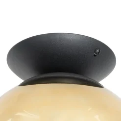 Art-Deco-Deckenlampe schwarz mit Goldglas - Pallon