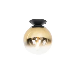 Art-Deco-Deckenlampe schwarz mit Goldglas - Pallon