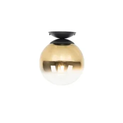 Art-Deco-Deckenlampe schwarz mit Goldglas - Pallon