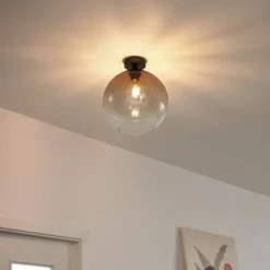 Art-Deco-Deckenleuchte Dunkelbronze mit braunem Glas - Sandra
