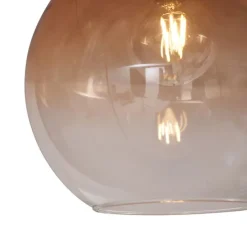 Art-Deco-Deckenleuchte Dunkelbronze mit braunem Glas - Sandra