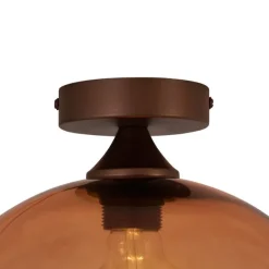Art-Deco-Deckenleuchte Dunkelbronze mit braunem Glas - Sandra