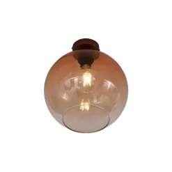 Art-Deco-Deckenleuchte Dunkelbronze mit braunem Glas - Sandra