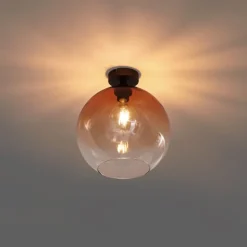 Art-Deco-Deckenleuchte Dunkelbronze mit braunem Glas - Sandra