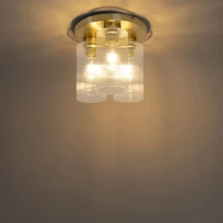 Art-Deco-Deckenleuchte Gold mit Glas 3-flammig - Laura