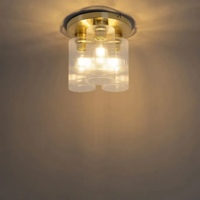 Art-Deco-Deckenleuchte Gold mit Glas 3-flammig - Laura
