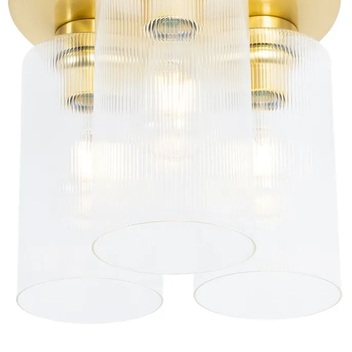 Art-Deco-Deckenleuchte Gold mit Glas 3-flammig - Laura