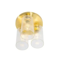 Art-Deco-Deckenleuchte Gold mit Glas 3-flammig - Laura