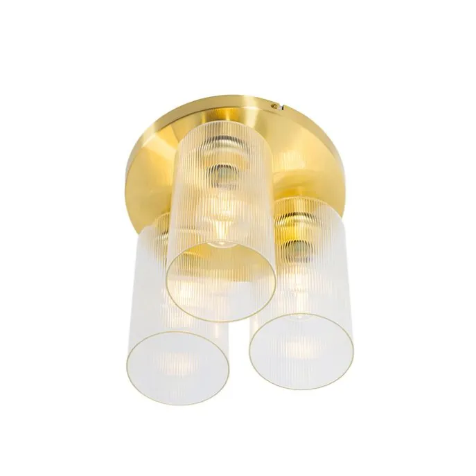 Art-Deco-Deckenleuchte Gold mit Glas 3-flammig - Laura