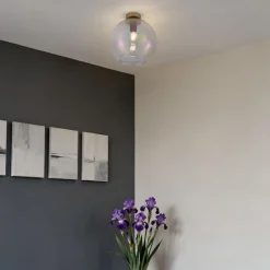 Art-Deco-Deckenleuchte Gold mit Regenbogen-Glas - Sandra