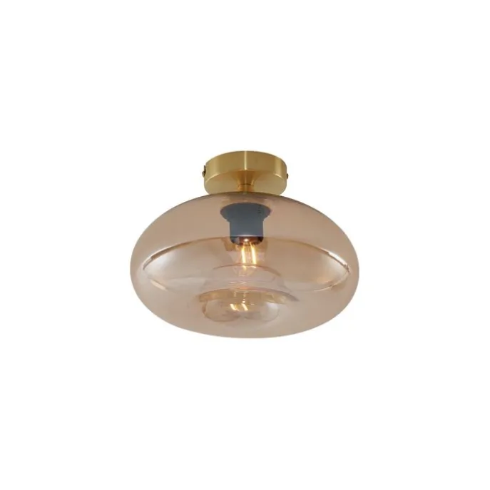 Art-Deco-Deckenleuchte Messing mit Bernsteinglas - Busa