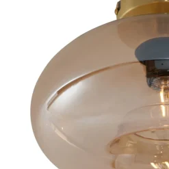 Art-Deco-Deckenleuchte Messing mit Bernsteinglas - Busa