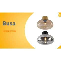 Art-Deco-Deckenleuchte Messing mit Bernsteinglas - Busa