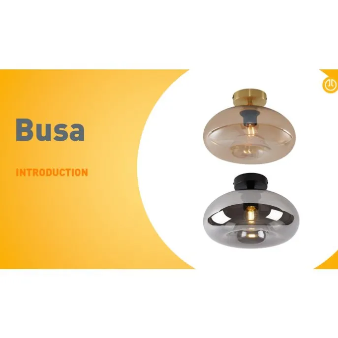 Art-Deco-Deckenleuchte Messing mit Bernsteinglas - Busa