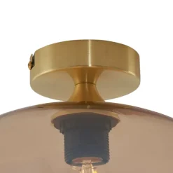 Art-Deco-Deckenleuchte Messing mit Bernsteinglas - Busa